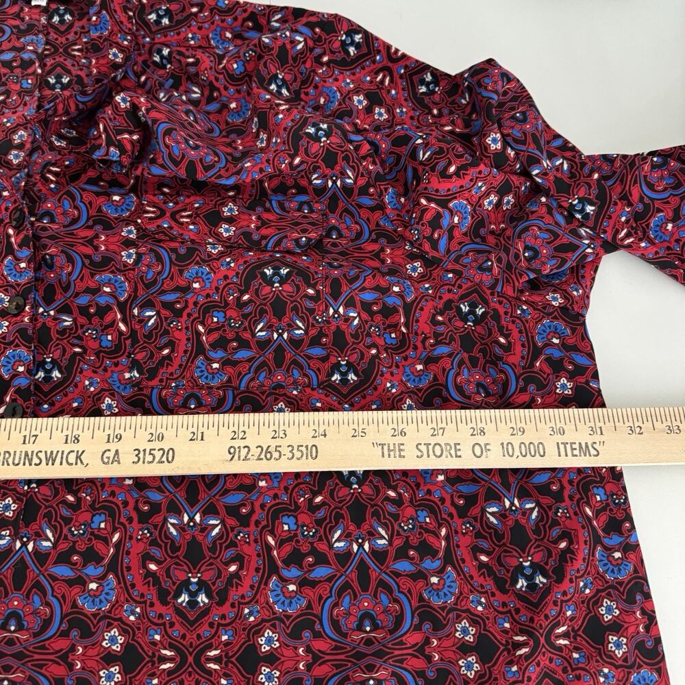 Catherines Batik Printed Popover Top Sz 4X Red Black Office Casual Modest - Picture 6 of 8
